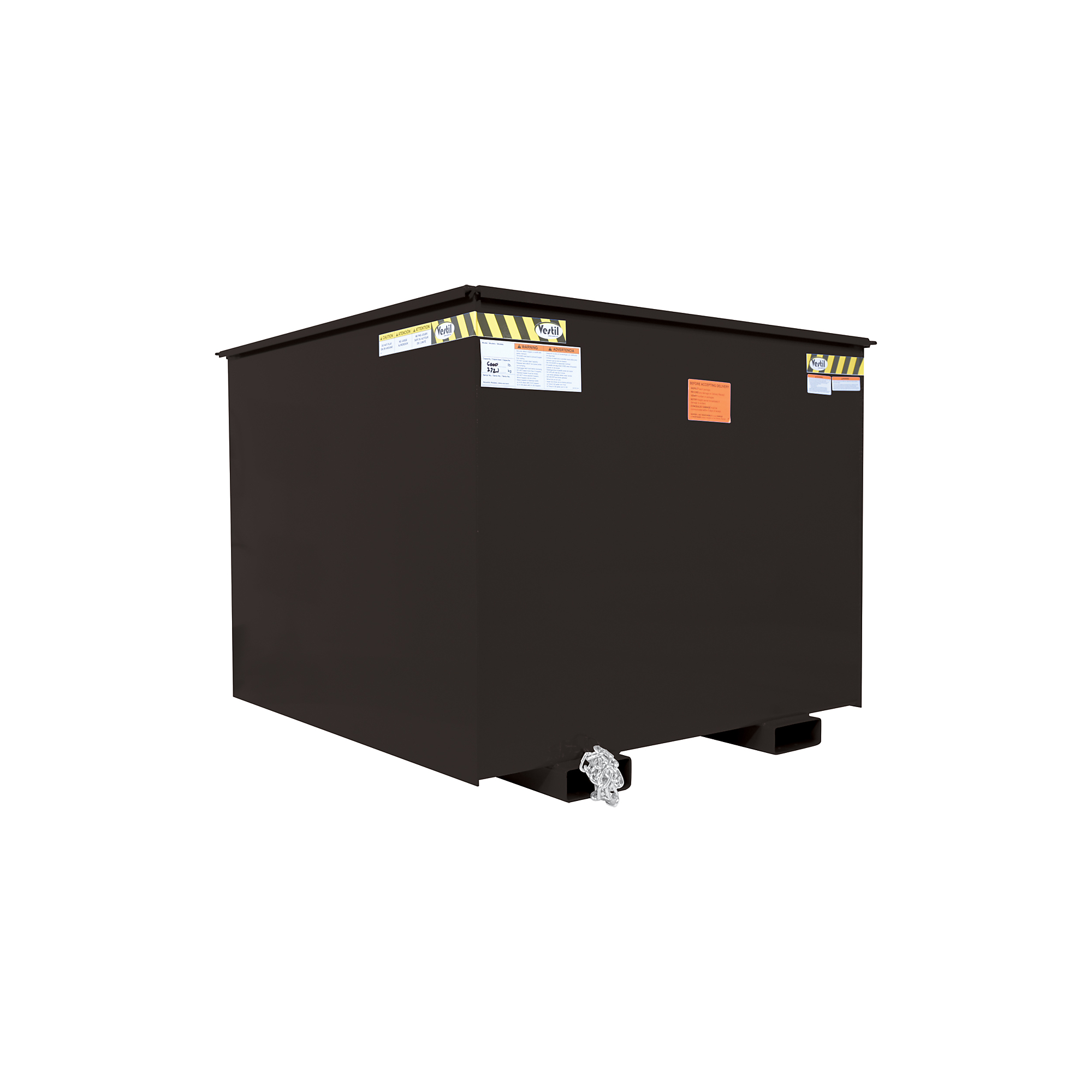 Vestil Steel Rotating Heavy Duty Box Hopper — 2.5 Cubic Yard, 6000-Lb. Capacity, Fork Pockets, Powder Coat Finish, Black, Model# R-250-HD-BK